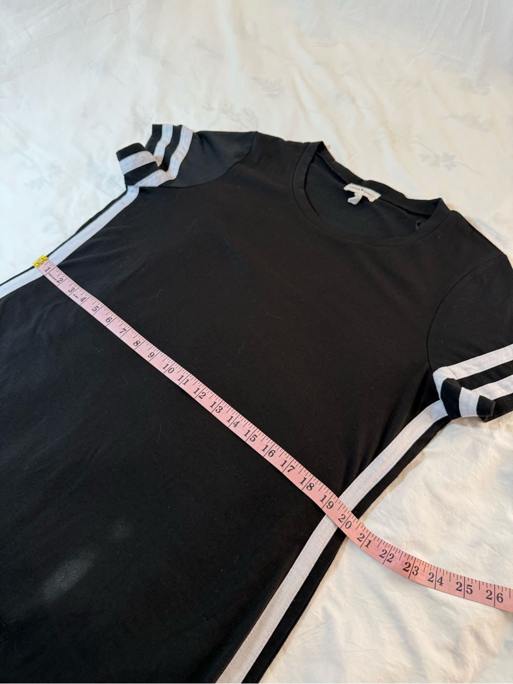 Derek Heart Black T-shirt Dress with White Side Stripes - Picture 5 of 9
